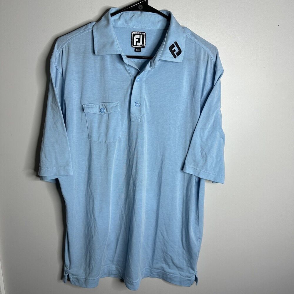 Men's Footjoy Size Large Blue Tour‎ FJ Collar Golf Polo Shirt